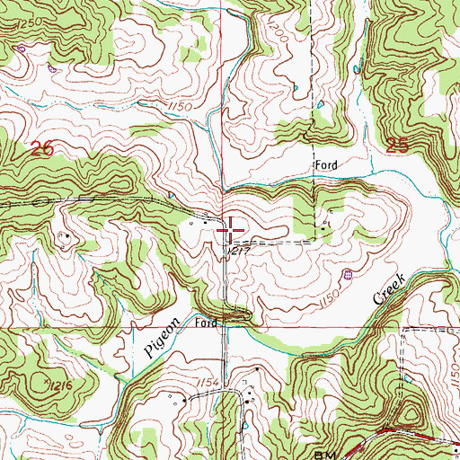 Topographic Map of Pigeon Creek School (historical), MO