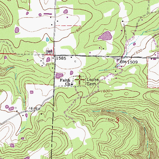 Topographic Map of Locke Cemetery, AR