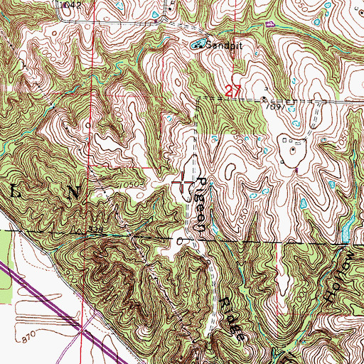 Topographic Map of Pigeon Ridge, MO