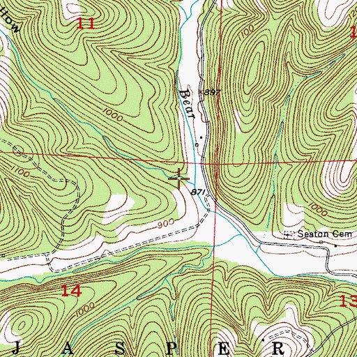 Topographic Map of Pignut Hollow, MO