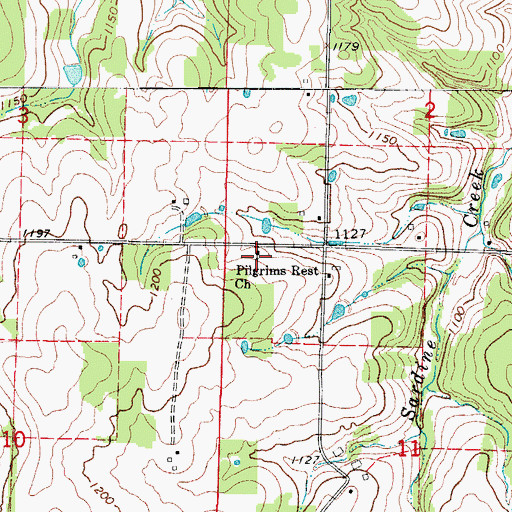 Topographic Map of Pilgrims Rest Church, MO