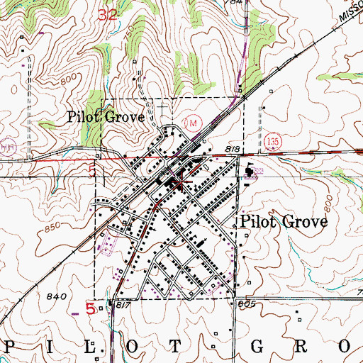 Topographic Map of Pilot Grove, MO