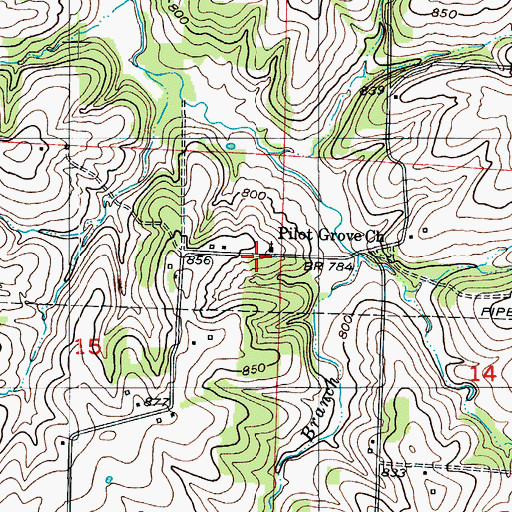 Topographic Map of Pilot Grove Church, MO