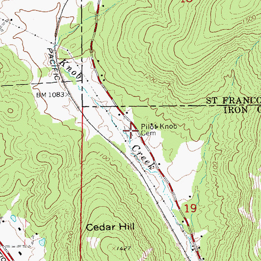 Topographic Map of Pilot Knob Cemetery, MO