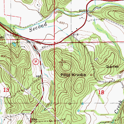 Topographic Map of Pilot Knobs, MO