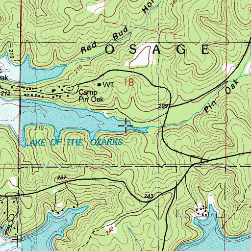 Topographic Map of Pin Oak Hollow, MO