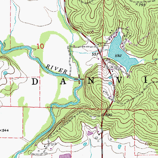 Topographic Map of Pinch Creek, MO