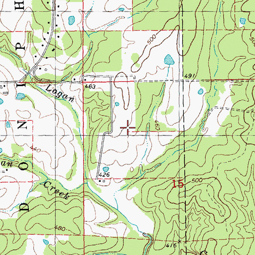 Topographic Map of Pine Bluff School (historical), MO