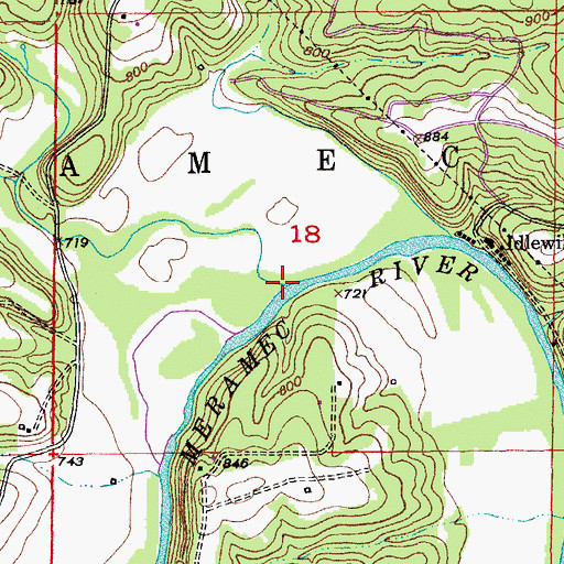 Topographic Map of Pine Branch, MO