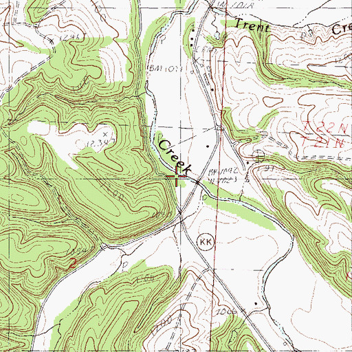 Topographic Map of Pine Creek, MO