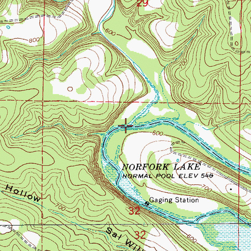 Topographic Map of Pine Creek, MO