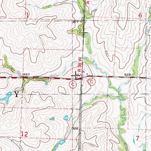 Topographic Map of Pine Hill School (historical), MO