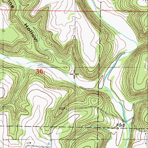Topographic Map of Pine Hollow, MO