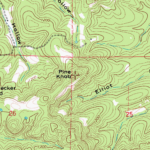Topographic Map of Pine Knob, MO