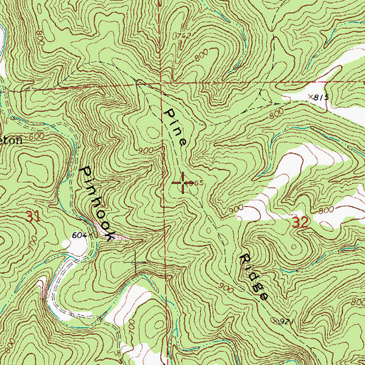 Topographic Map of Pine Ridge, MO