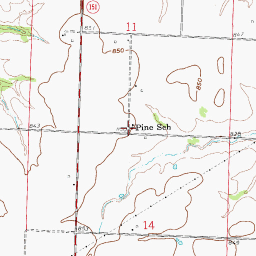 Topographic Map of Pine School (historical), MO