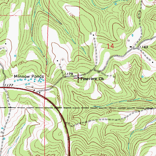 Topographic Map of Pineview Church, MO