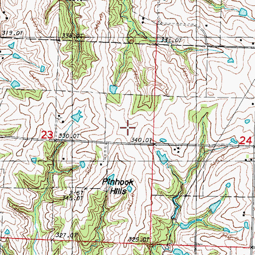 Topographic Map of Pinhook Hills, MO
