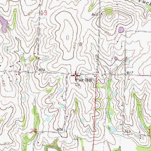Topographic Map of Pink Hill Church, MO