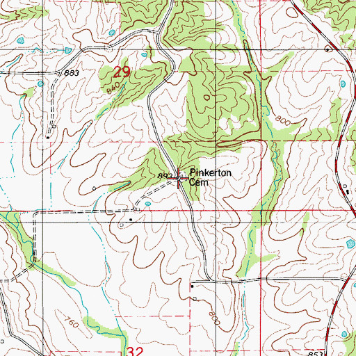 Topographic Map of Pinkerton Cemetery, MO