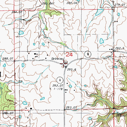 Topographic Map of Pinkley School, MO