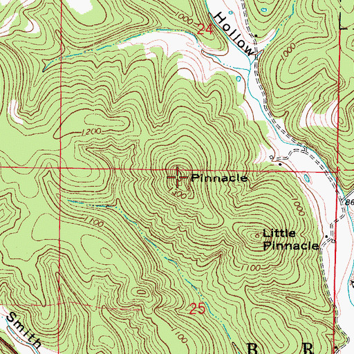 Topographic Map of Pinnacle, MO