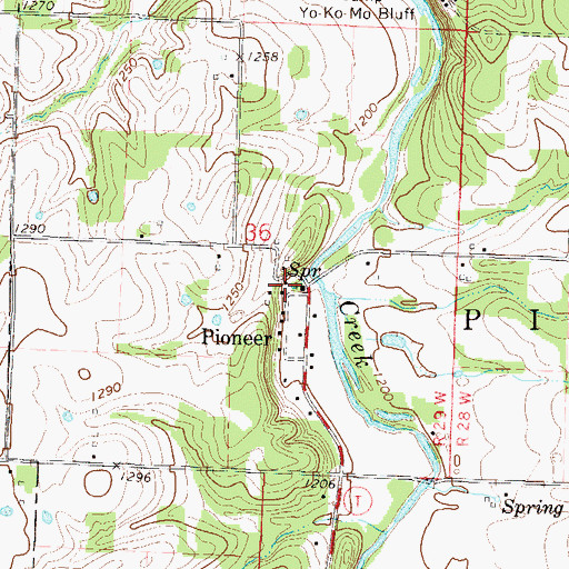 Topographic Map of Pioneer, MO
