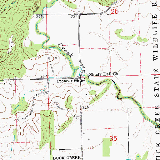 Topographic Map of Pioneer Church, MO