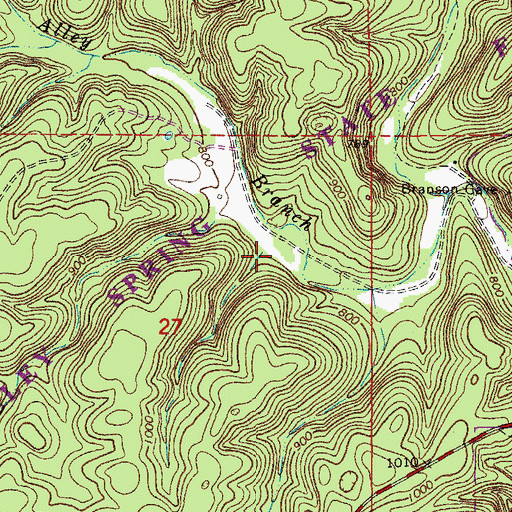 Topographic Map of Pipestem Hollow, MO