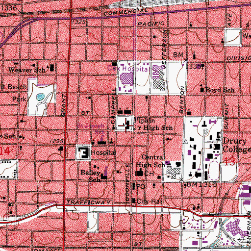 Topographic Map of Pipkin Junior High School, MO