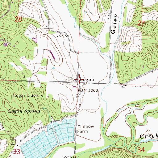 Topographic Map of Logan, AR