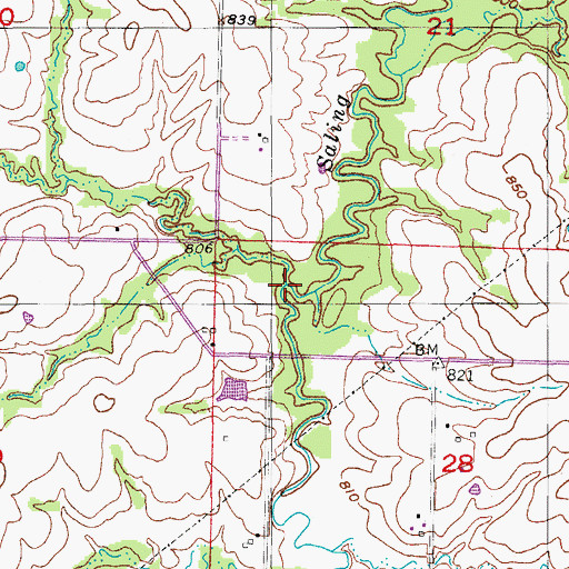 Topographic Map of Pisgah Branch, MO