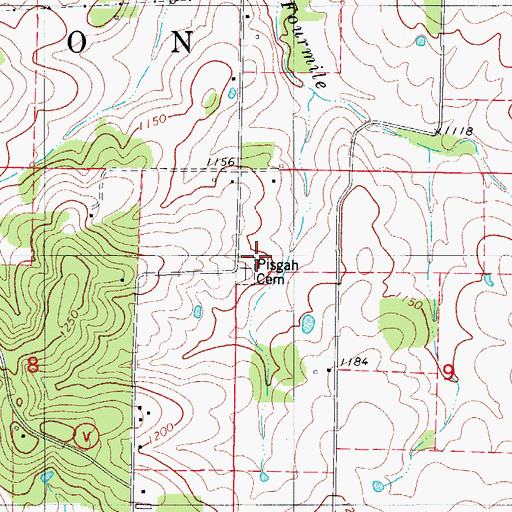 Topographic Map of Pisgah Cemetery, MO