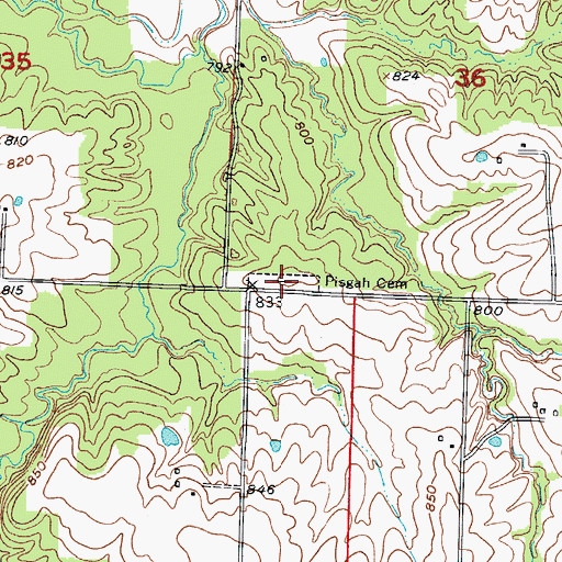 Topographic Map of Pisgah Cemetery, MO