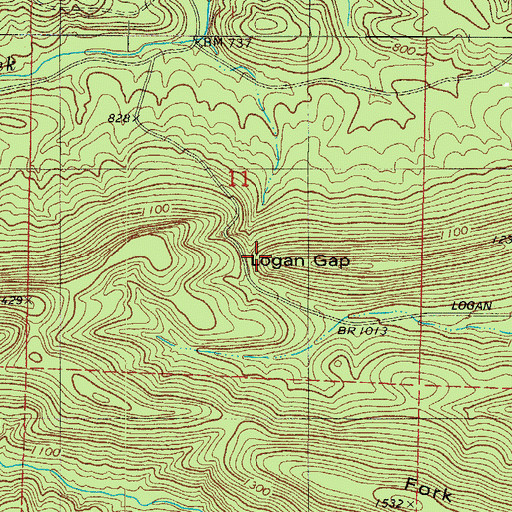 Topographic Map of Logan Gap, AR