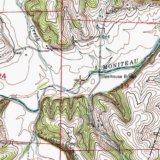 Topographic Map of Pisgah Creek, MO