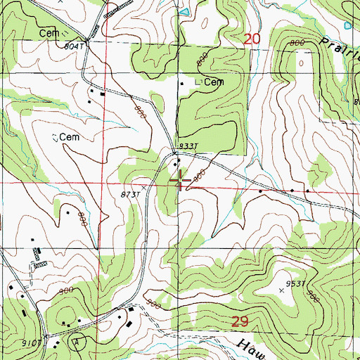 Topographic Map of Pisgah School, MO