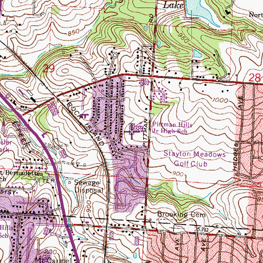 Topographic Map of Raytown Middle School, MO