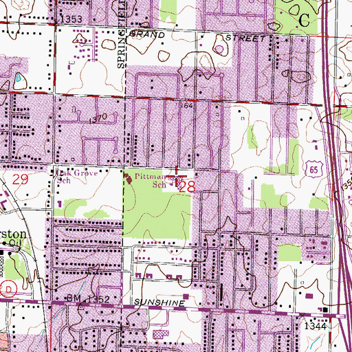 Topographic Map of Pittman School, MO