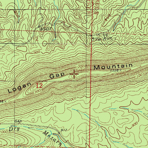 Topographic Map of Logan Gap Mountain, AR