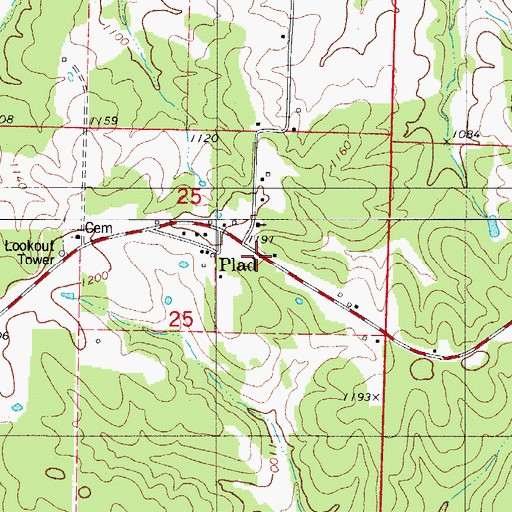 Topographic Map of Plad, MO