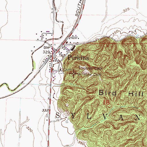 Topographic Map of Plainview Cemetery, MO