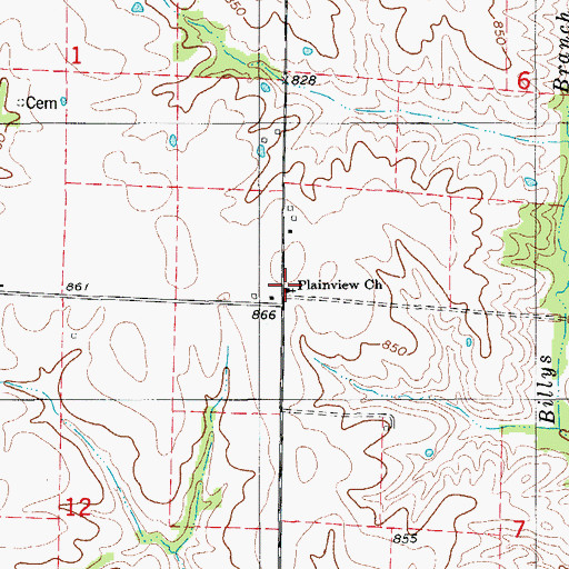 Topographic Map of Plainview Church, MO