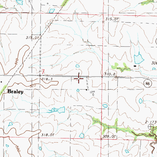 Topographic Map of Platte Center School, MO