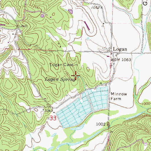Topographic Map of Logan Spring, AR