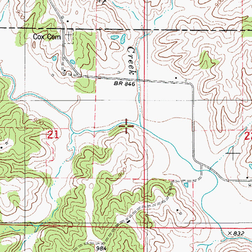 Topographic Map of Pleasant Creek, MO