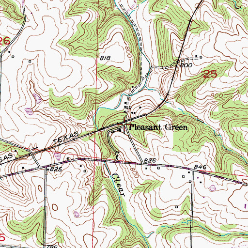 Topographic Map of Pleasant Green, MO