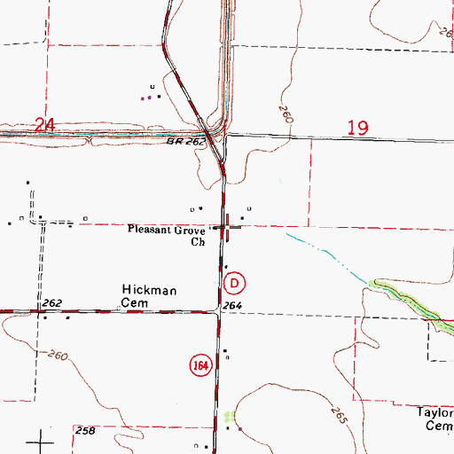 Topographic Map of Pleasant Grove Church, MO