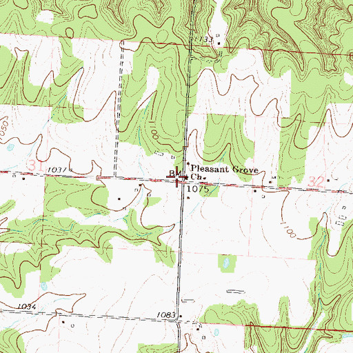 Topographic Map of Pleasant Grove Church, MO