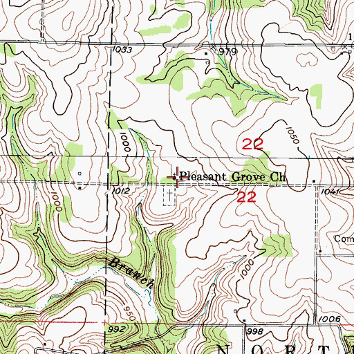 Topographic Map of Pleasant Grove Church, MO